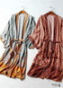 Kimono bohemio con cinturón Brodie para mujer - Vestido rosa